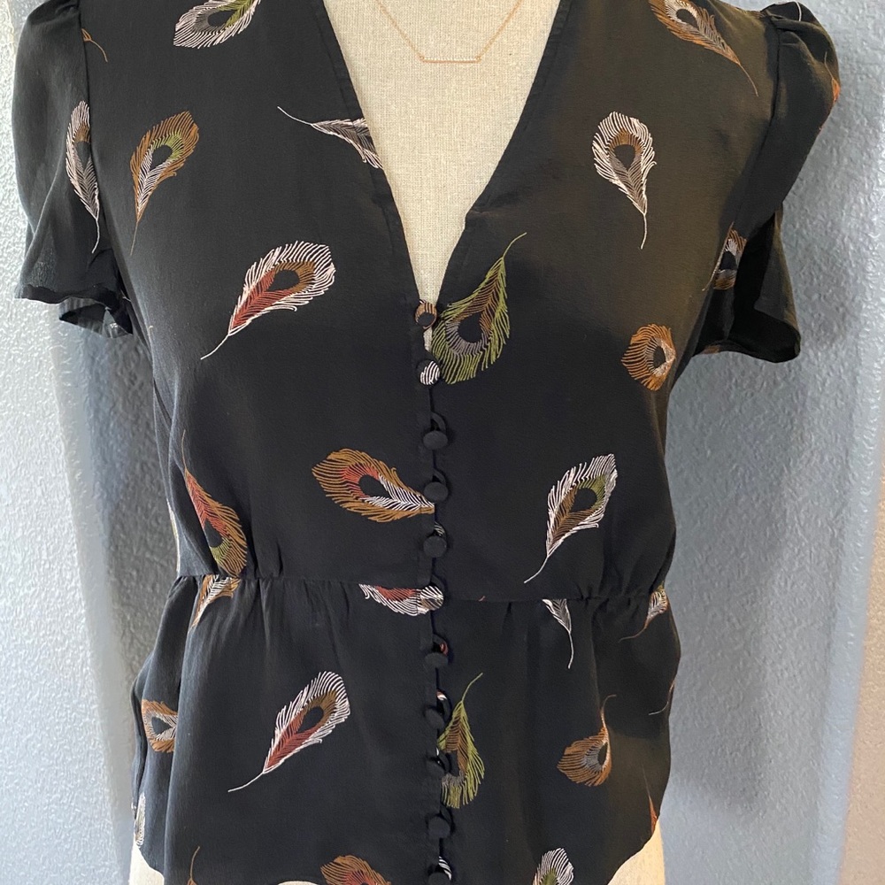 Madewell Feather Print Short Sleeve Top
